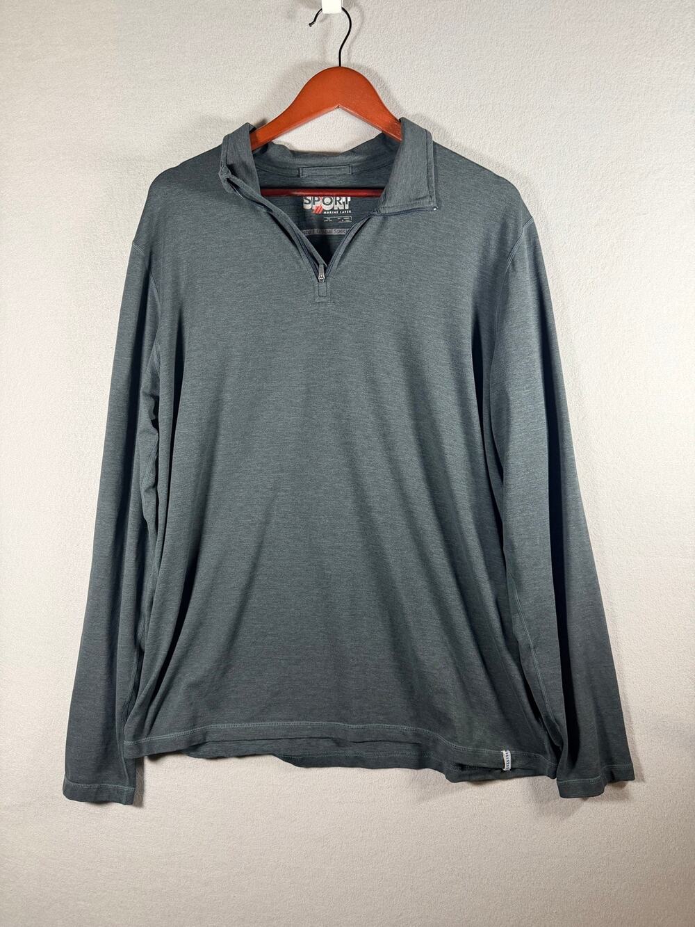 Marine Layer Sport Quarter Zip Pullover Mens Large Gray Heather Long Sleeve